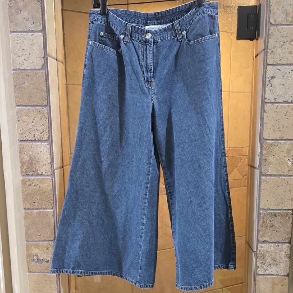 Blue Flare Wide-Leg Jeans Classic Denim